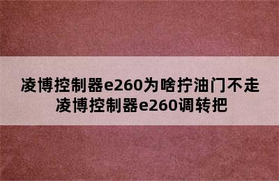 凌博控制器e260为啥拧油门不走 凌博控制器e260调转把